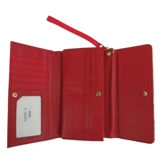 AR New York Women’s Red Floral Print Wallet Faux Leather NWT NEW Colorful - Picture 2 of 6